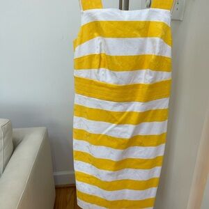 Ann Taylor Yellow and White Midi Dress
